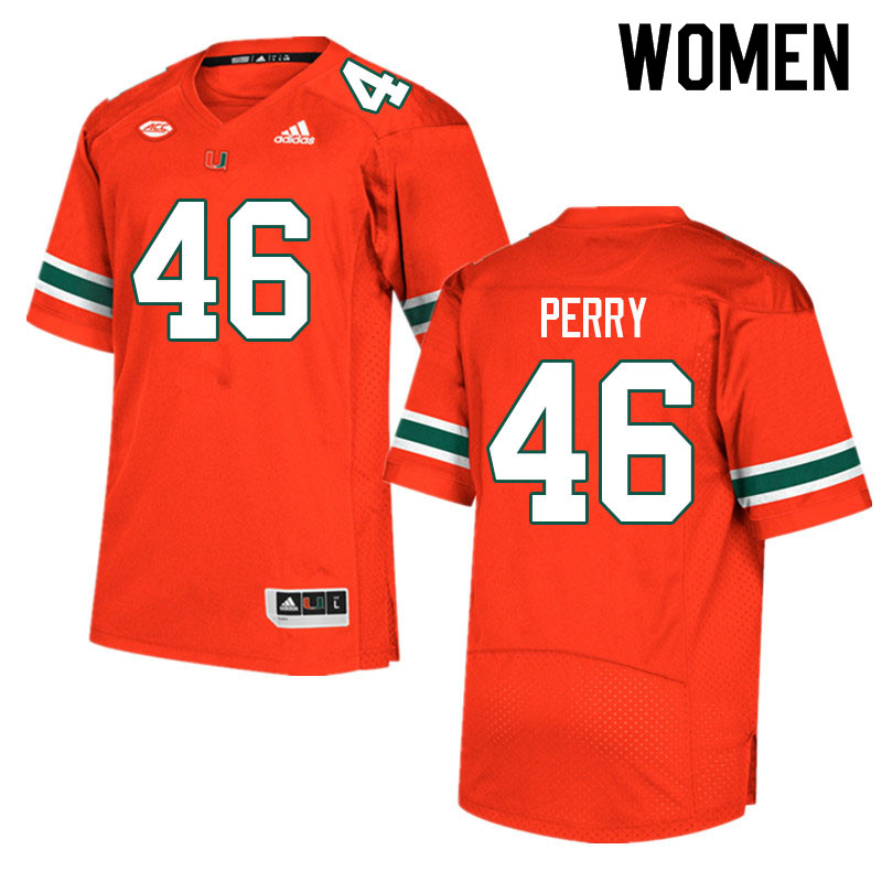 Women #46 Devon Perry Miami Hurricanes College Football Jerseys Sale-Orange